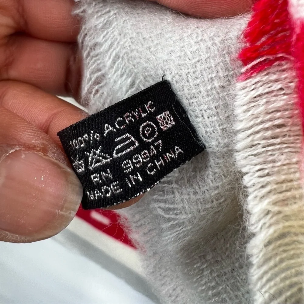 Le Luxe striped scarf acrylic cream black red